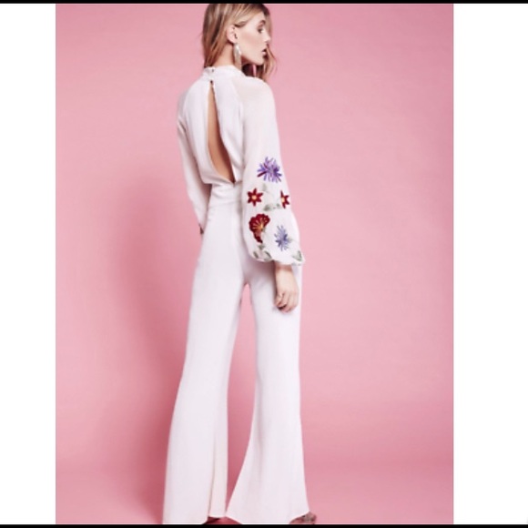 ❤️FREE PEOPLE Smoke Rings Off White Jumpsuit Wide Leg❣️ - Picture 2 of 4